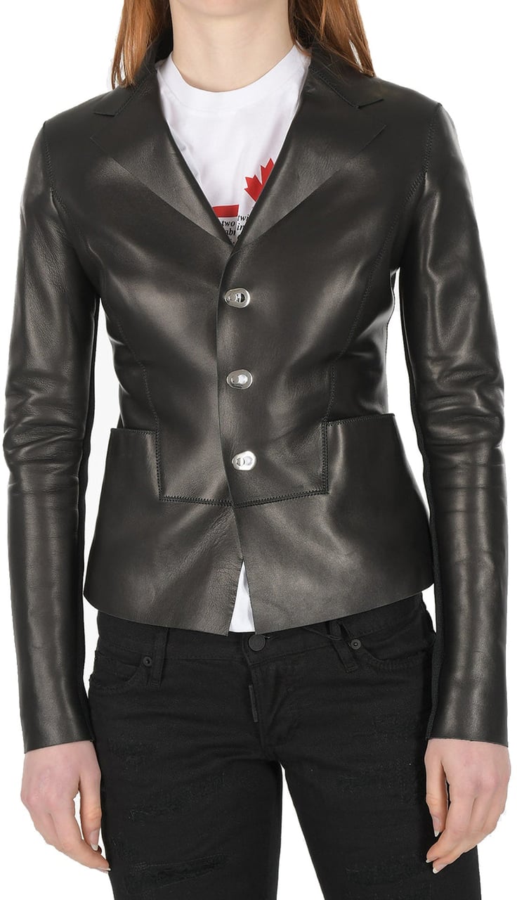 Dsquared2 Leather Jacket Zwart