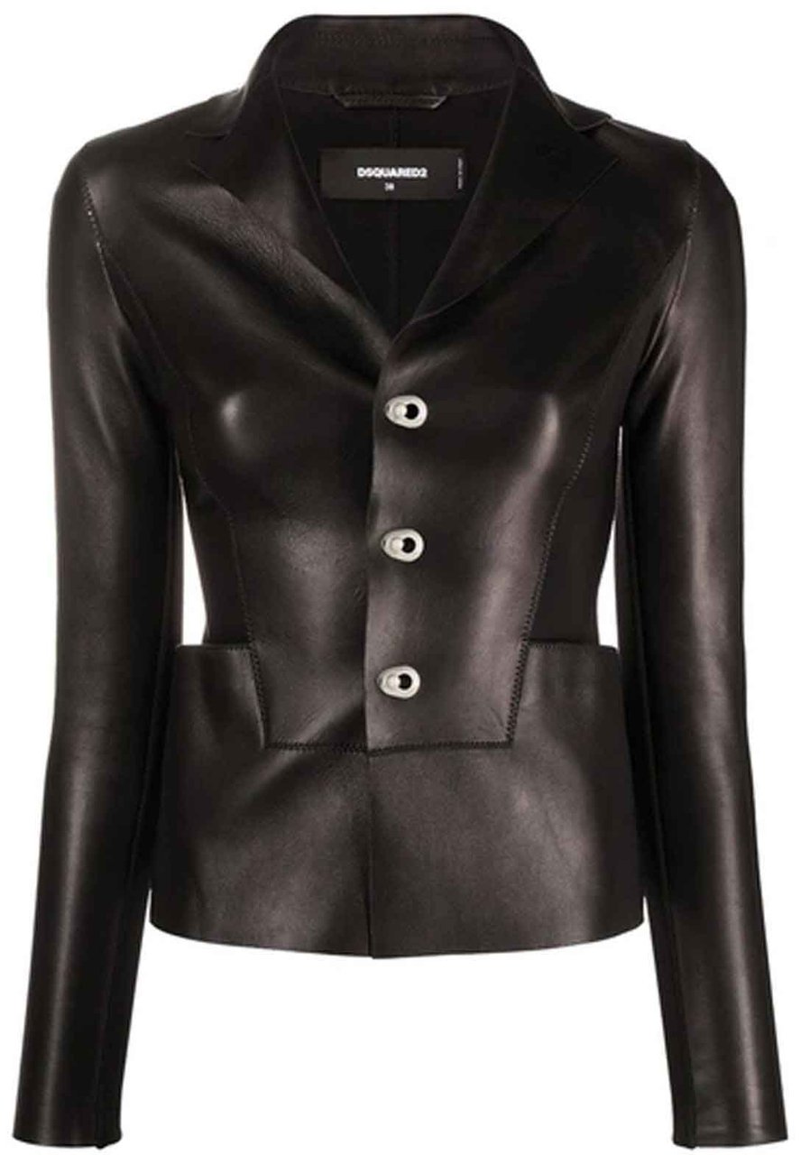 Dsquared2 Dsquared2 Leather Jacket Zwart