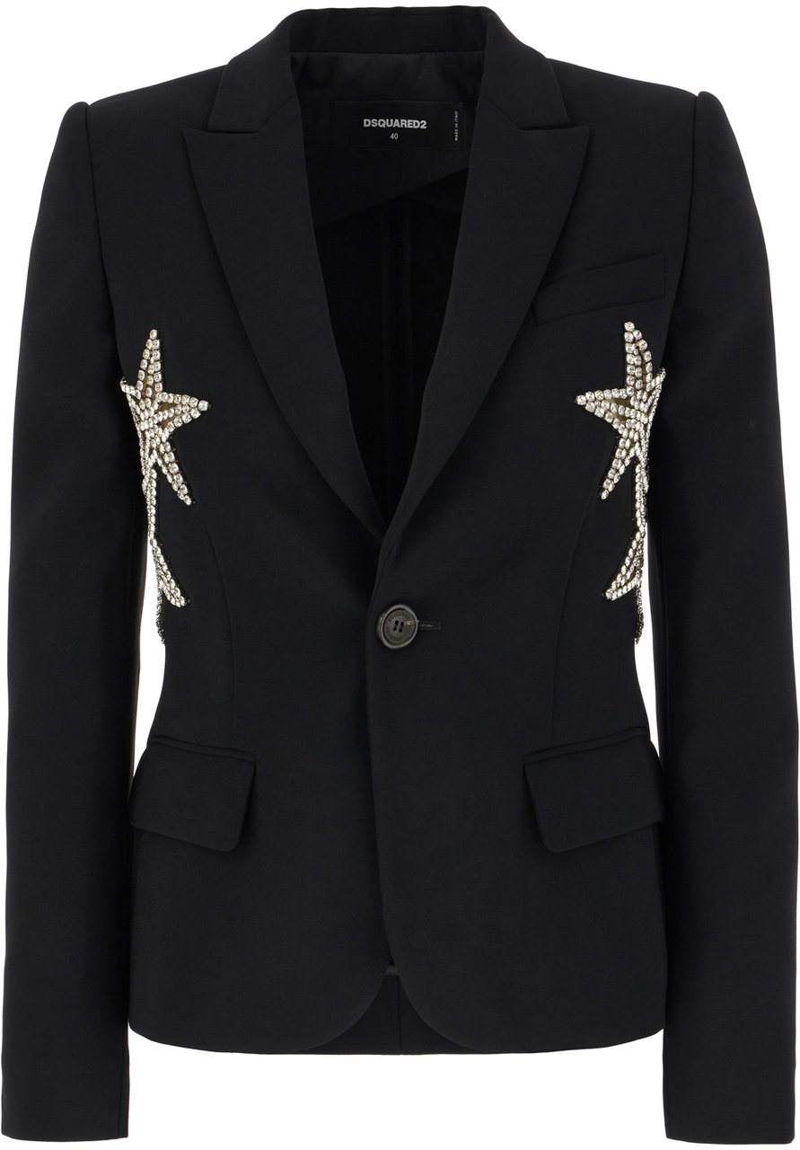 Dsquared2 Dsquared2 Black polyester stretch blazer Zwart