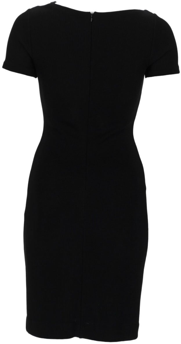 Dsquared2 Fitted Midi Dress with Asymmetrical Neckline in Black Zwart