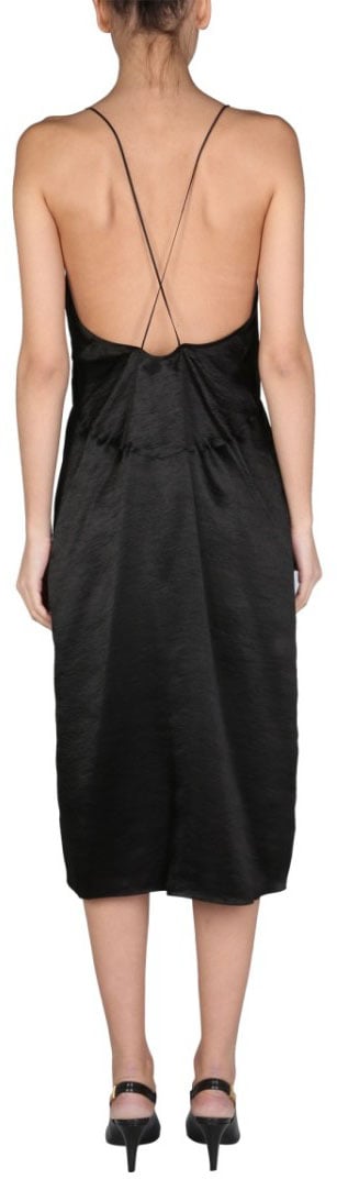 Dsquared2 Midi Dress With Crossed Shoulder Straps Zwart