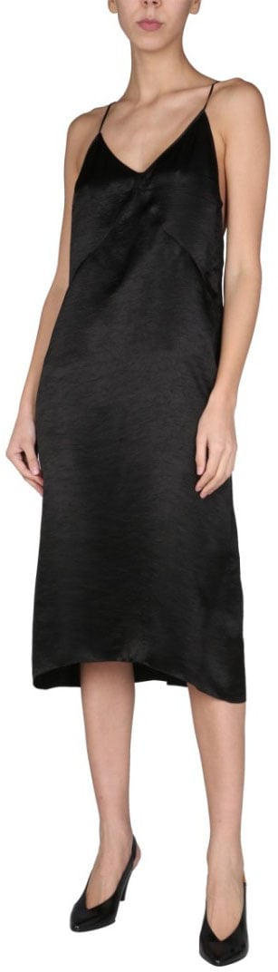 Dsquared2 Midi Dress With Crossed Shoulder Straps Zwart