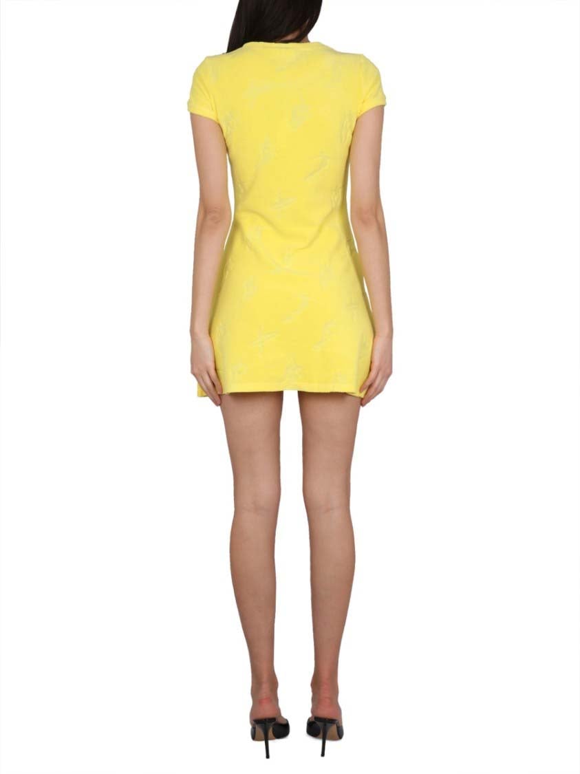 Dsquared2 Slim Fit Mini Dress With Gyro Necklace Detail Geel