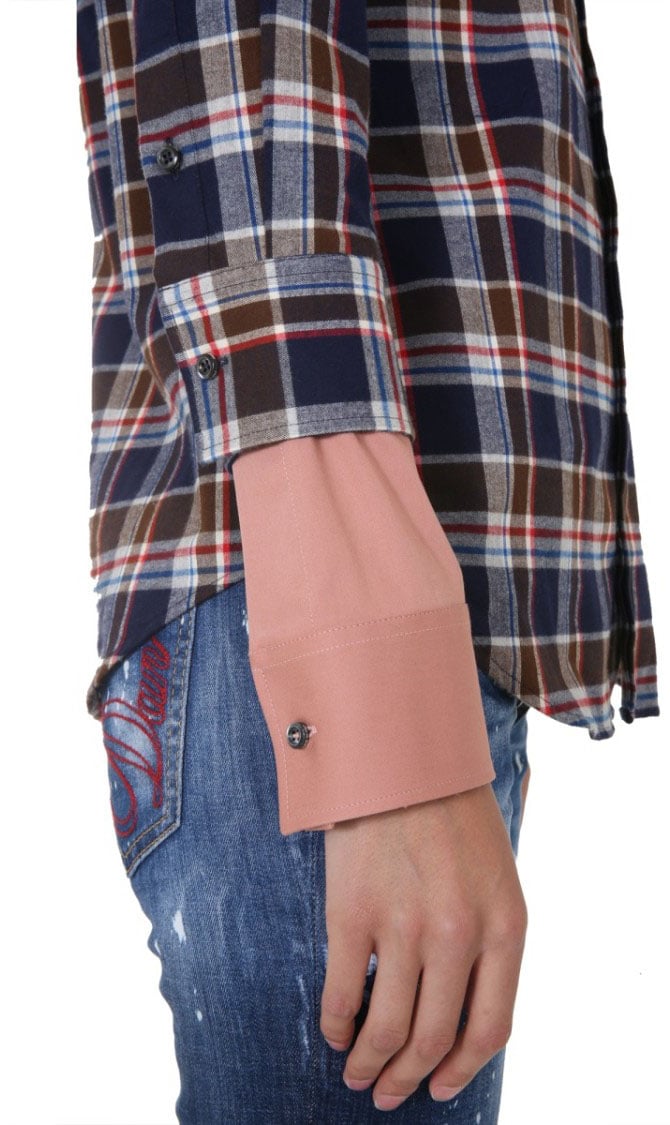 Dsquared2 Front Button Flannel Shirt Grijs