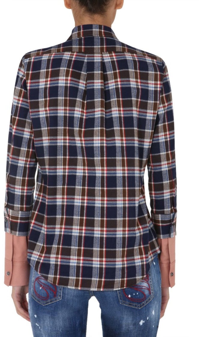 Dsquared2 Front Button Flannel Shirt Grijs