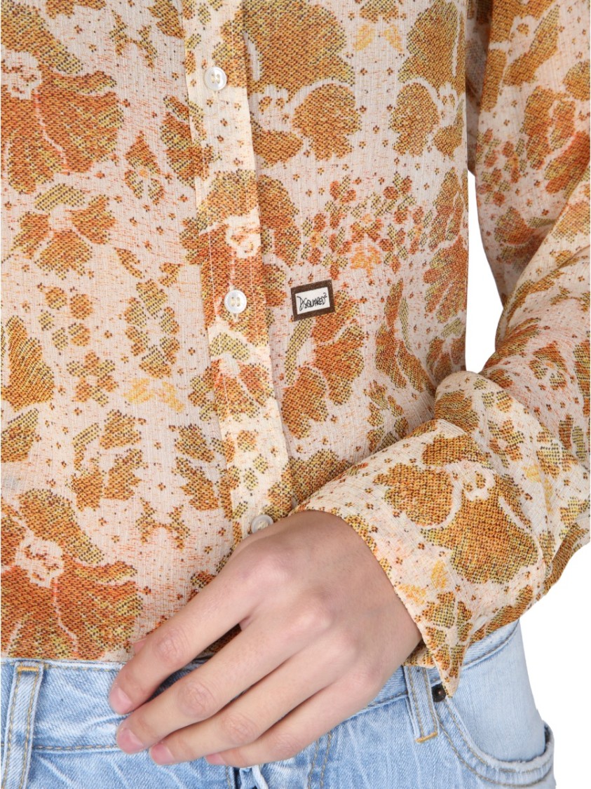 Dsquared2 Textured Crepe Shirt With Classic Collar Neutraal