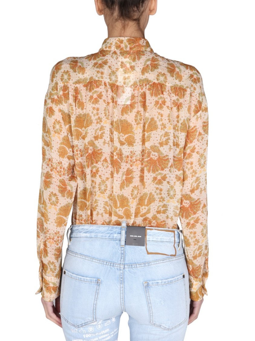 Dsquared2 Textured Crepe Shirt With Classic Collar Neutraal