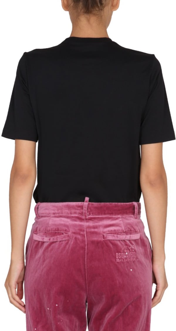 Dsquared2 Black T-Shirt With Colorful Logo Print Zwart