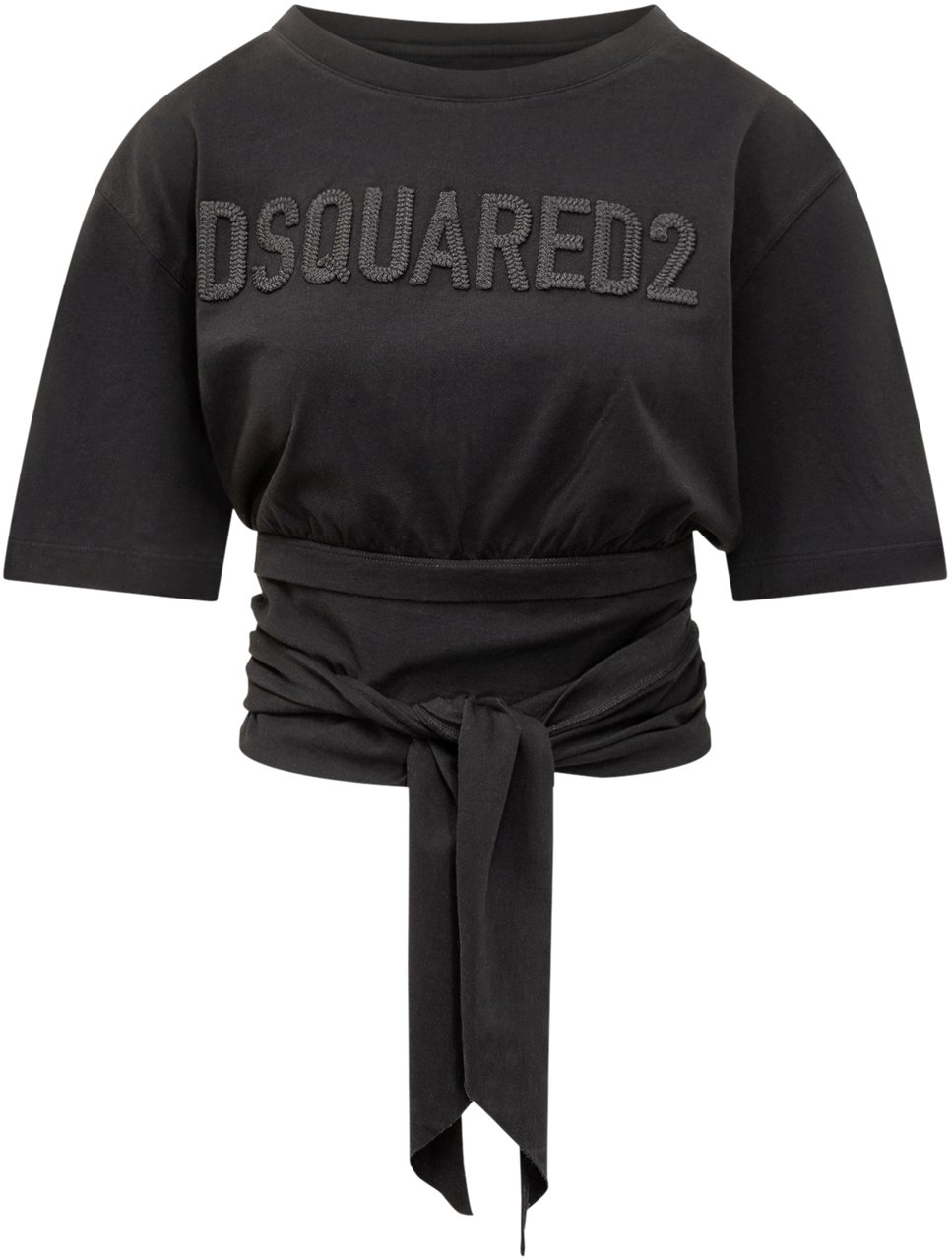 Dsquared2 T-shirt Nera con Logo e Nodo DSquared2 Zwart