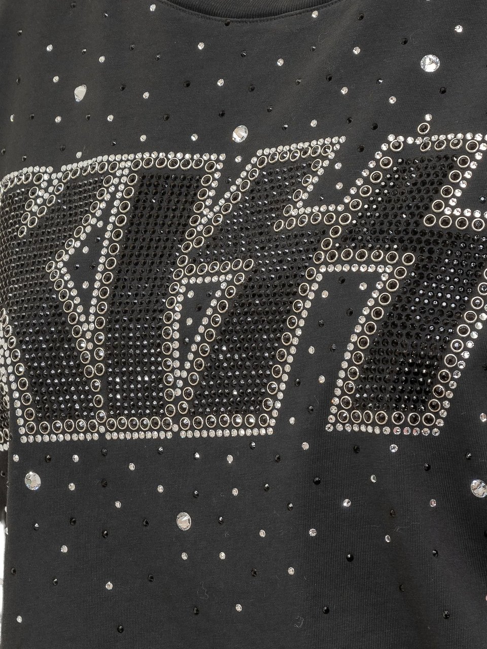 Dsquared2 Cropped Black Studded Kiss Graphic T-Shirt Zwart