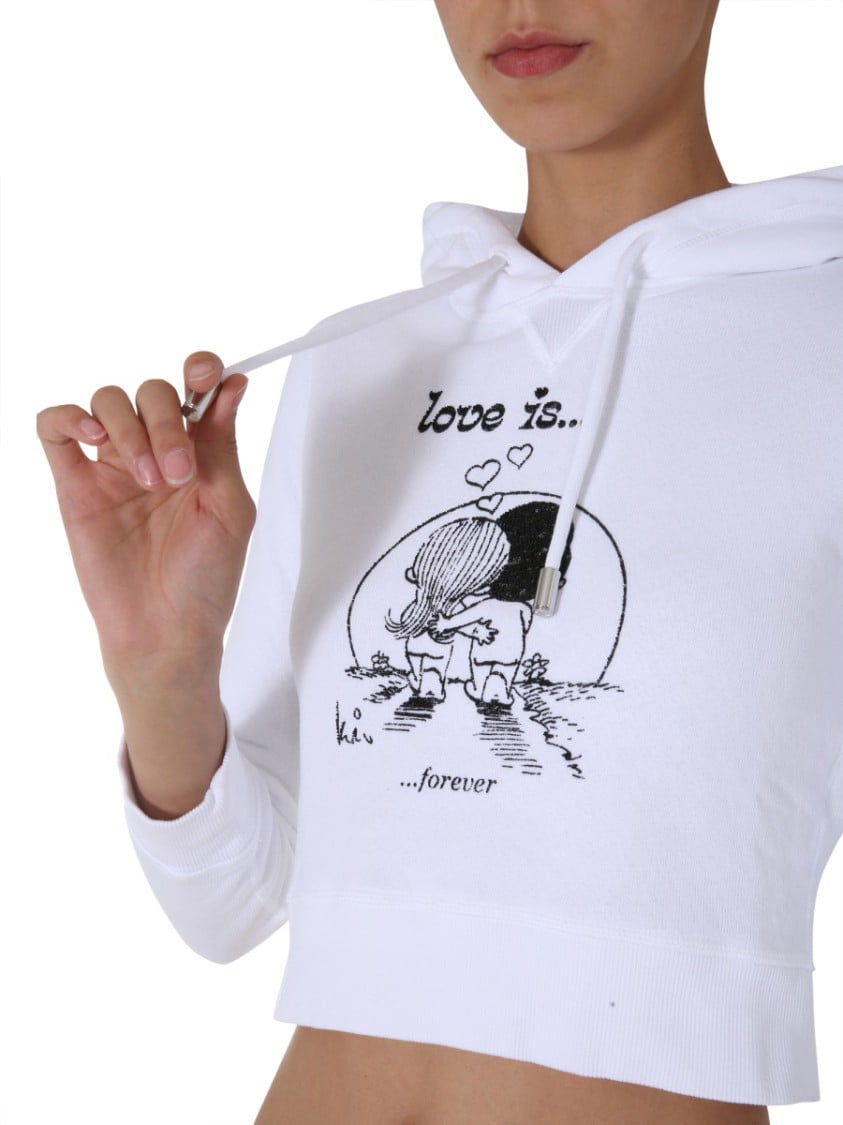 Dsquared2 Cropped Hoodie With Playful Graphic Paars