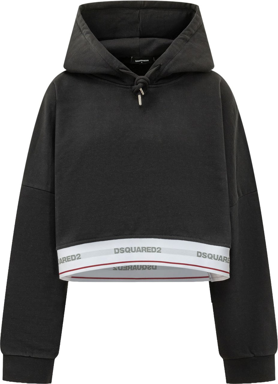 Dsquared2 Felpa Onion Corta con Cappuccio Zwart