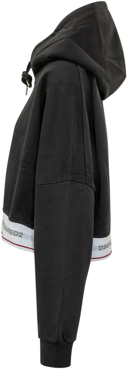 Dsquared2 Felpa Onion Corta con Cappuccio Zwart