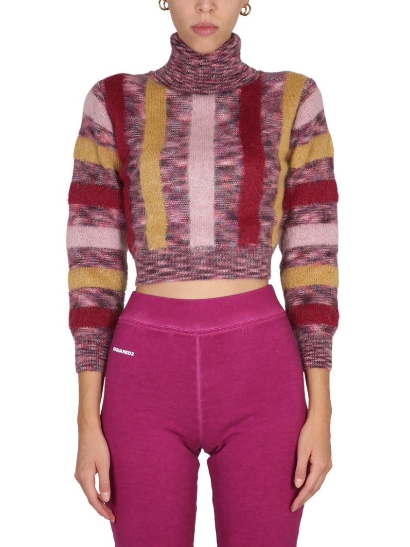 Dsquared2 High Neck Cropped Shirt Roze