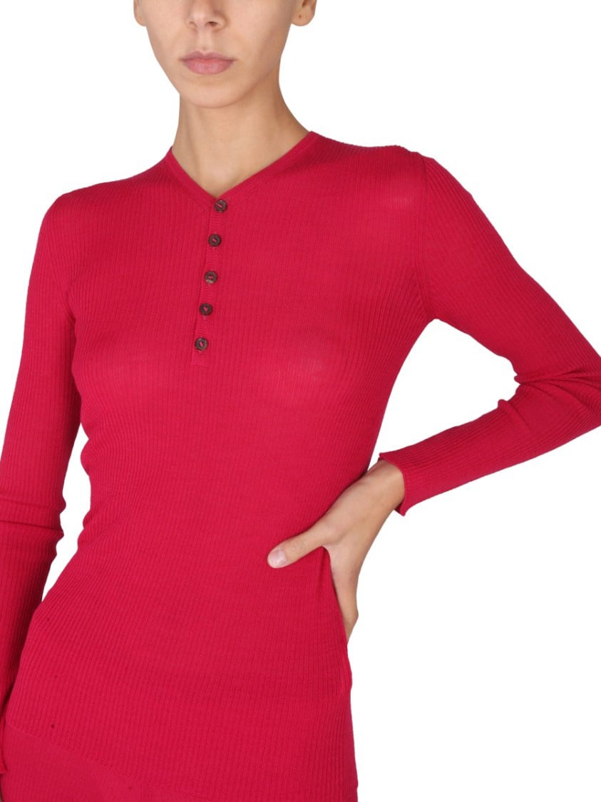 Dsquared2 Ribbed V-Neck Slim Fit Shirt Rood