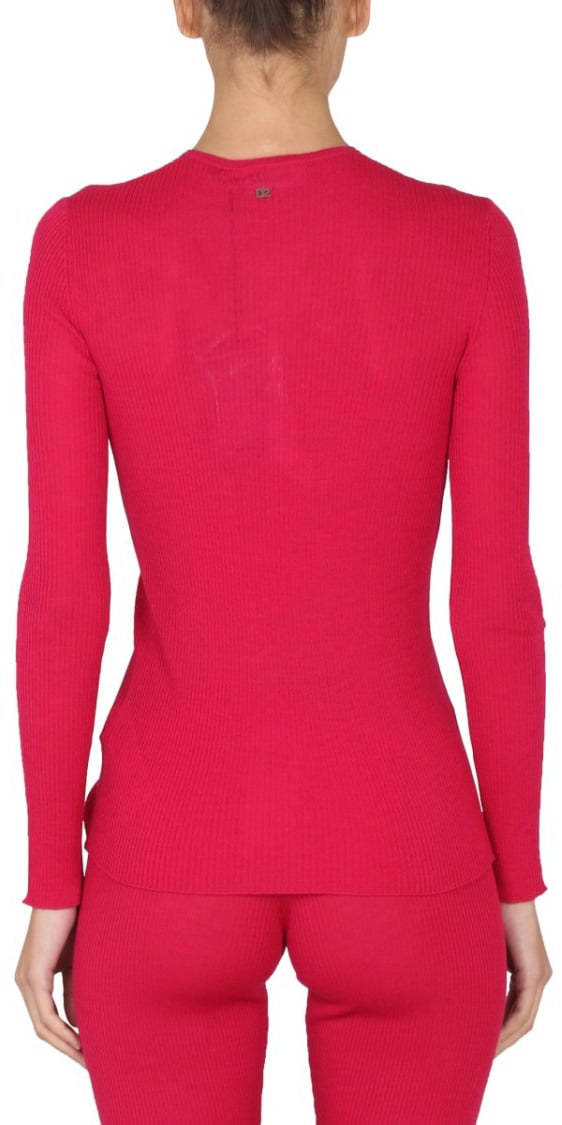 Dsquared2 Ribbed V-Neck Slim Fit Shirt Rood