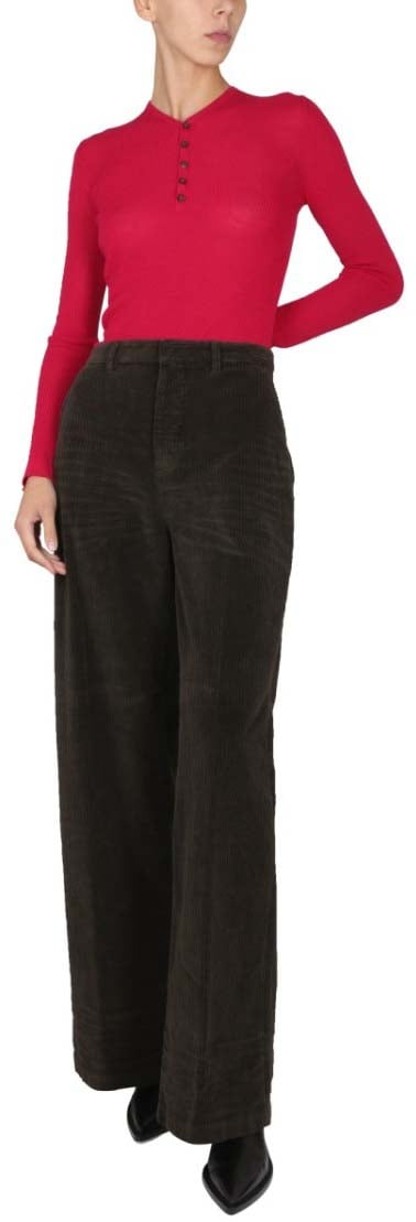 Dsquared2 High-Waisted Brown Wide-Leg Pants Zwart
