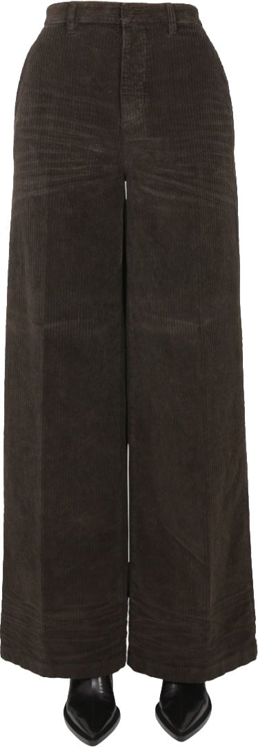 Dsquared2 High-Waisted Brown Wide-Leg Pants Zwart