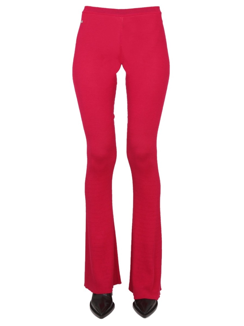 Dsquared2 Ribbed Flare Pants With Elastic Waistband Rood