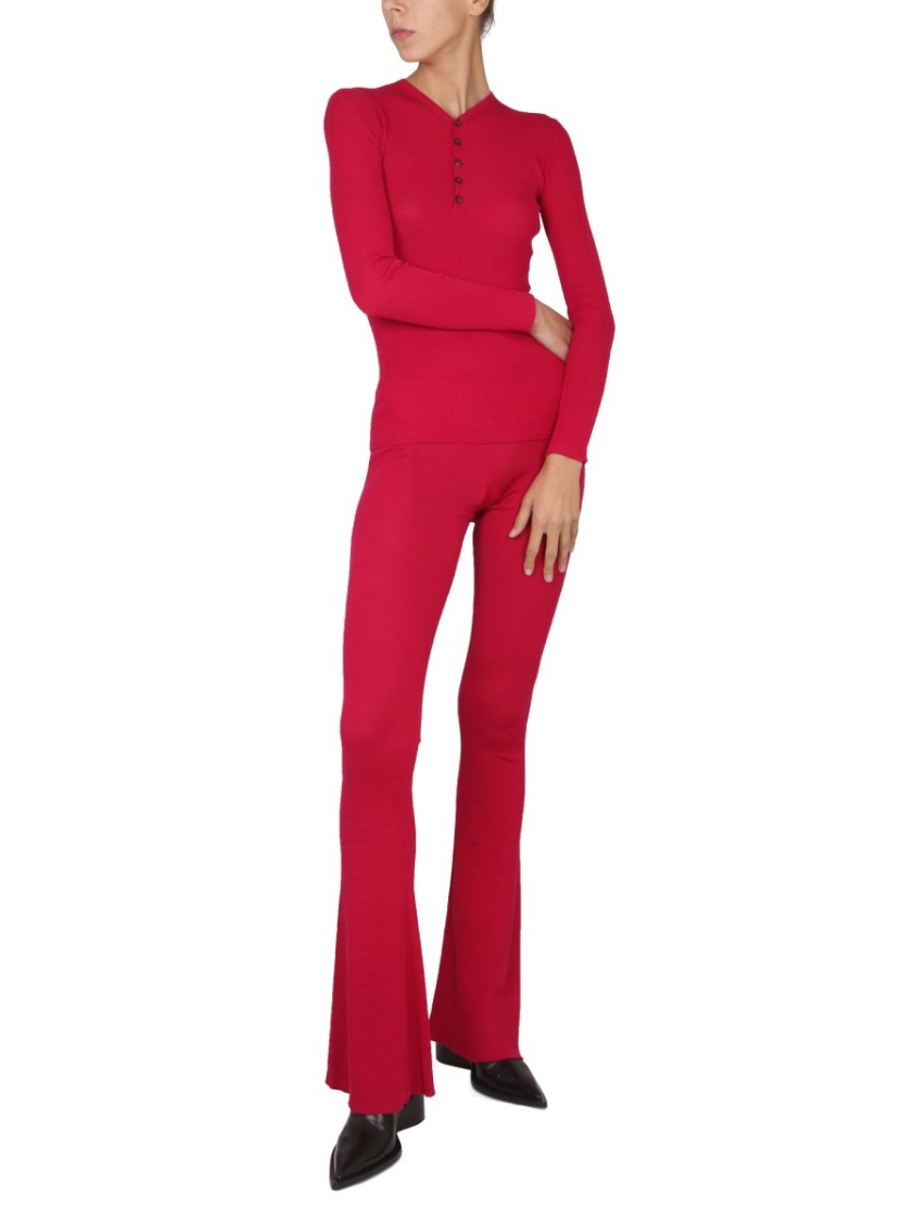 Dsquared2 Ribbed Flare Pants With Elastic Waistband Rood
