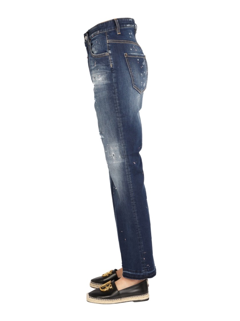 Dsquared2 High-Waisted Wide-Leg Denim Jeans Grijs