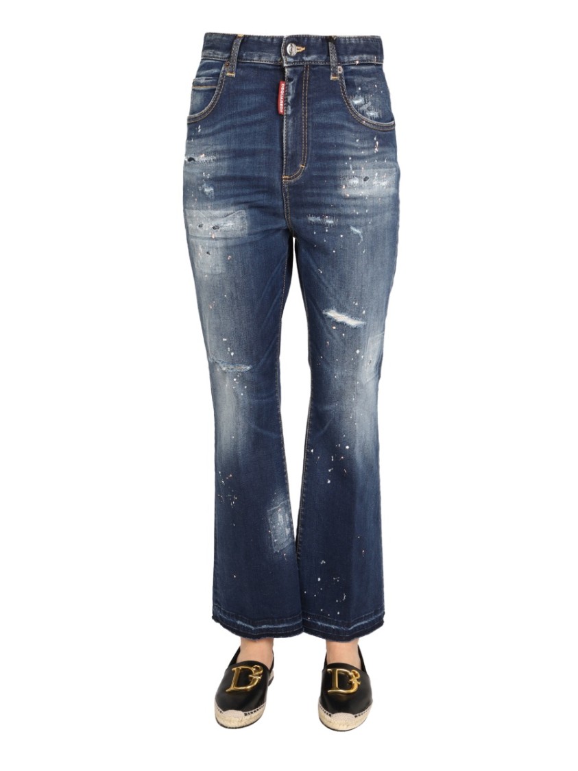 Dsquared2 High-Waisted Wide-Leg Denim Jeans Grijs