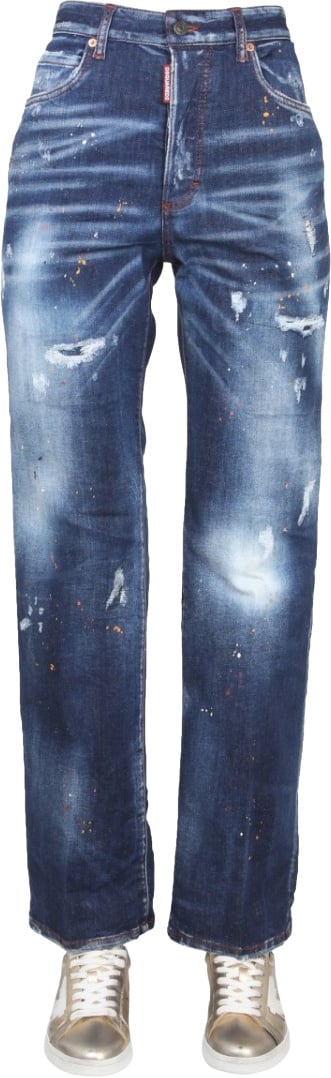 Dsquared2 Relaxed Straight-Leg Jeans With Distressed Finish Grijs