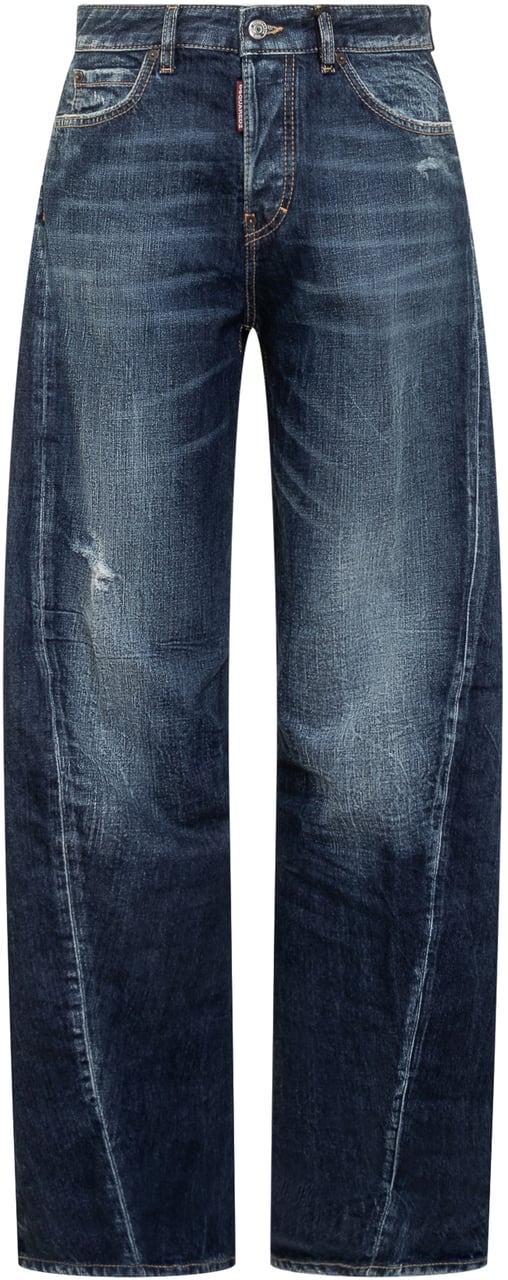 Dsquared2 Dsquared2 Jeans a Gamba Larga in Denim Blu Effetto Vintage Blauw