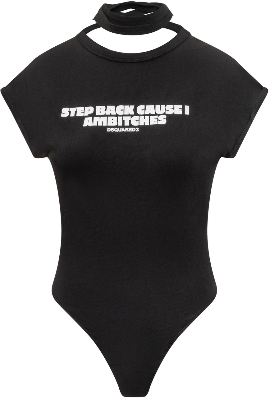 Dsquared2 Dsquared2 Body Nero con Stampa e Laccio al Collo Zwart