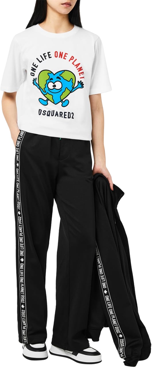Dsquared2 Buddy Earth Logo T-shirt Wit