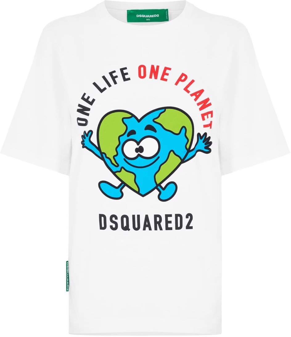 Dsquared2 Buddy Earth Logo T-shirt Wit