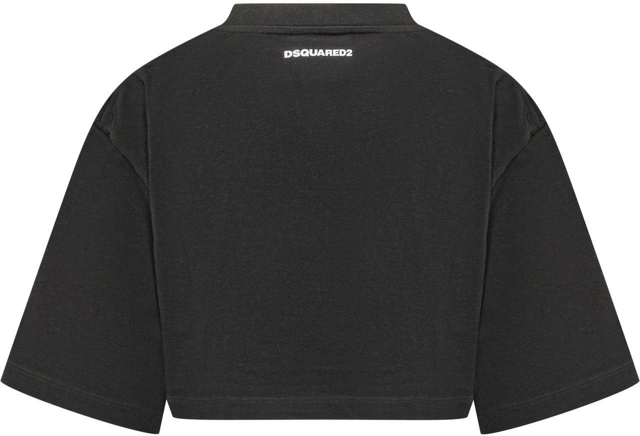 Dsquared2 Tshirt Cropped Iconique Zwart