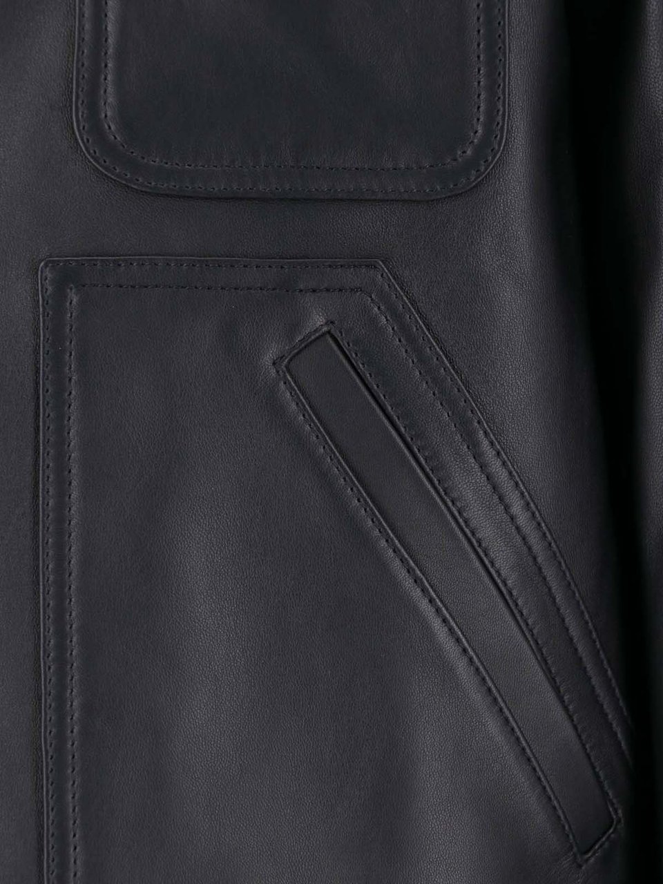 Dsquared2 Sleek Black Leather Jacket with Structured Silhouette Zwart