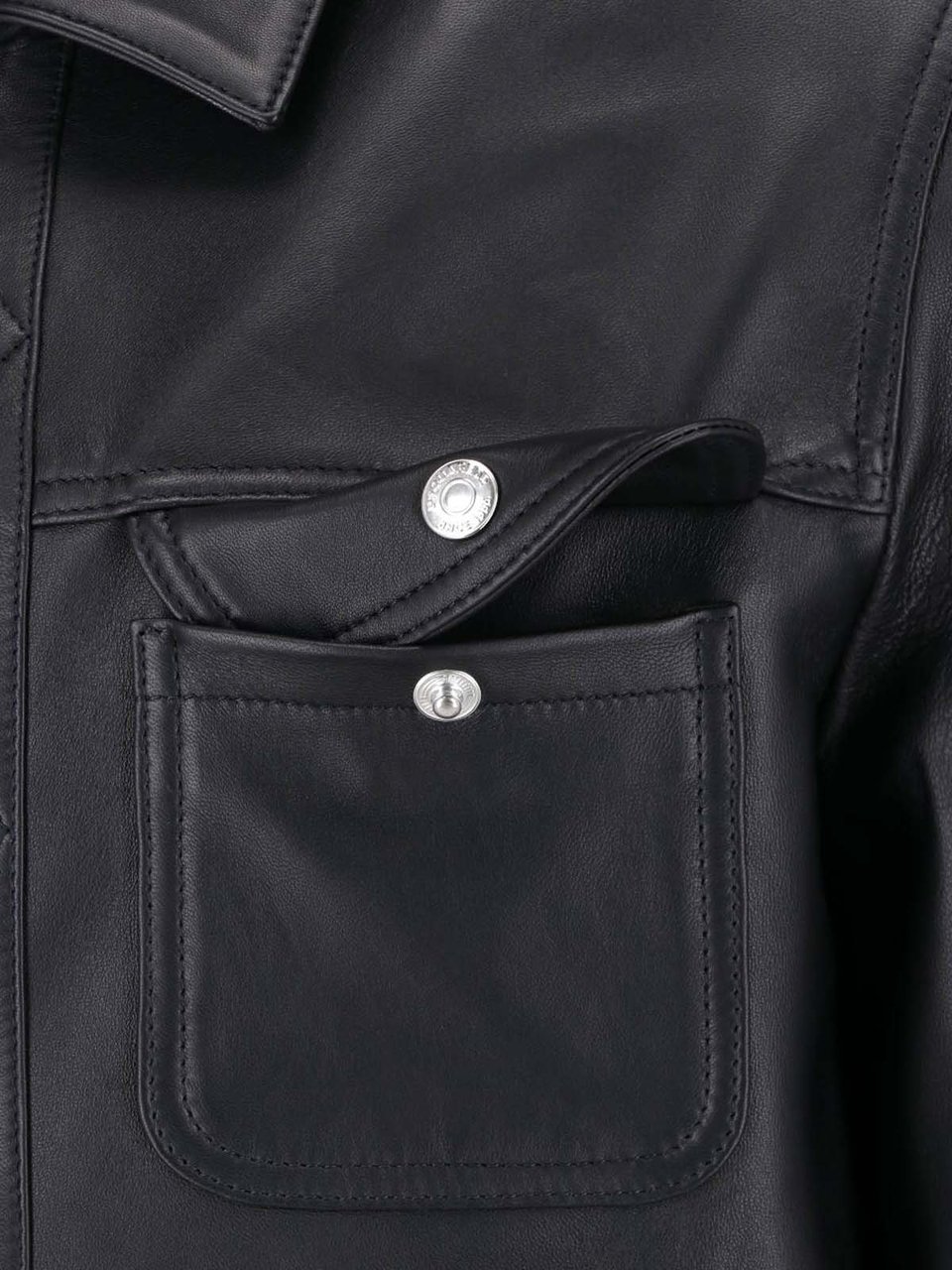 Dsquared2 Sleek Black Leather Jacket with Structured Silhouette Zwart