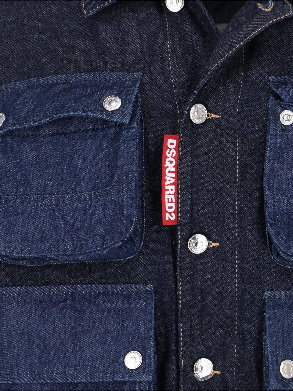 Dsquared2 Blue Cargo Denim Cotton Hemp Jacket Blauw
