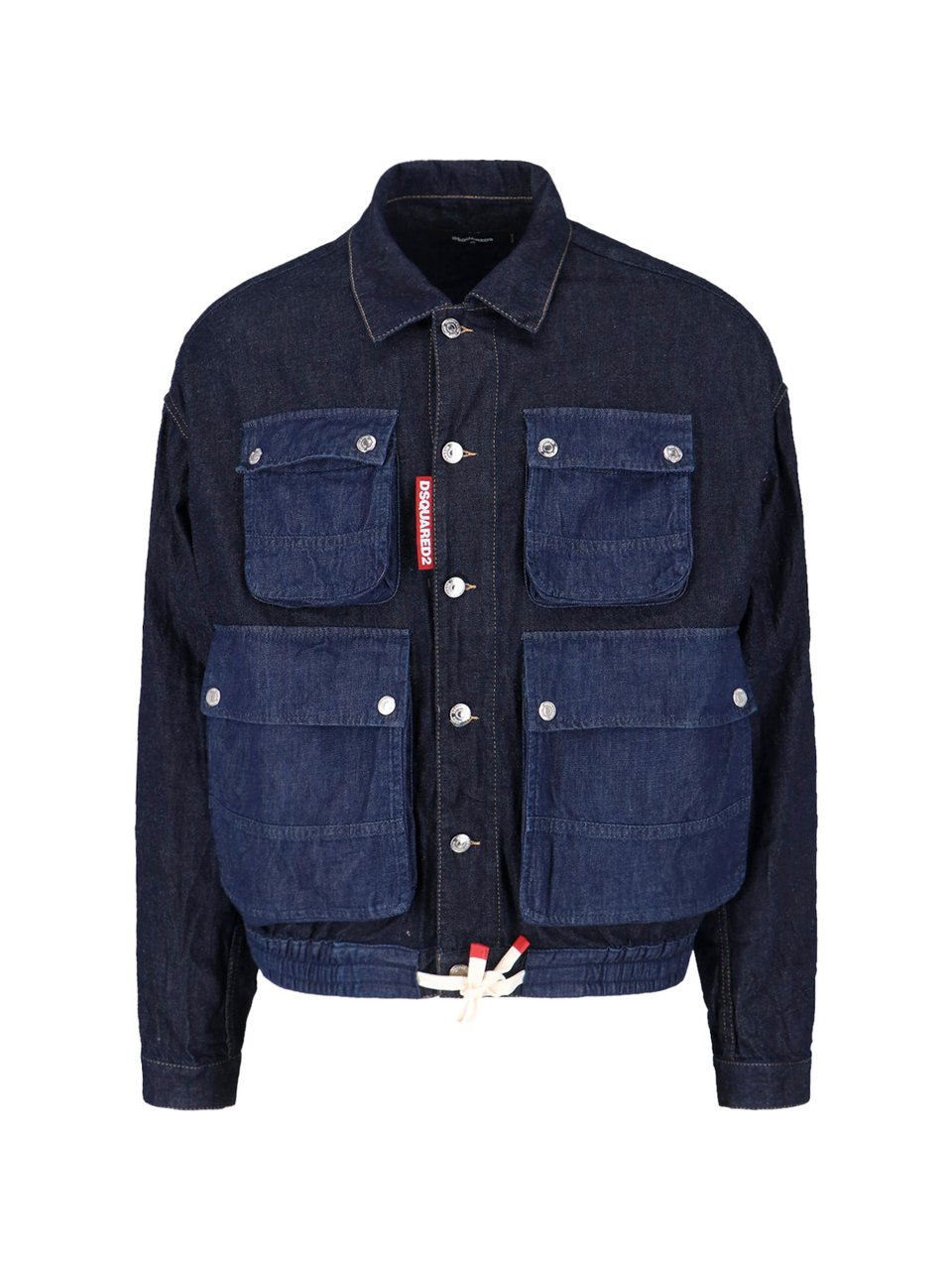 Dsquared2 Blue Cargo Denim Cotton Hemp Jacket Blauw