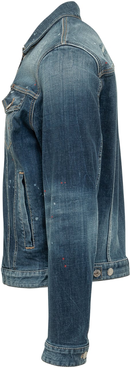 Dsquared2 Giacca Sportiva in Denim con Bottoni Blauw
