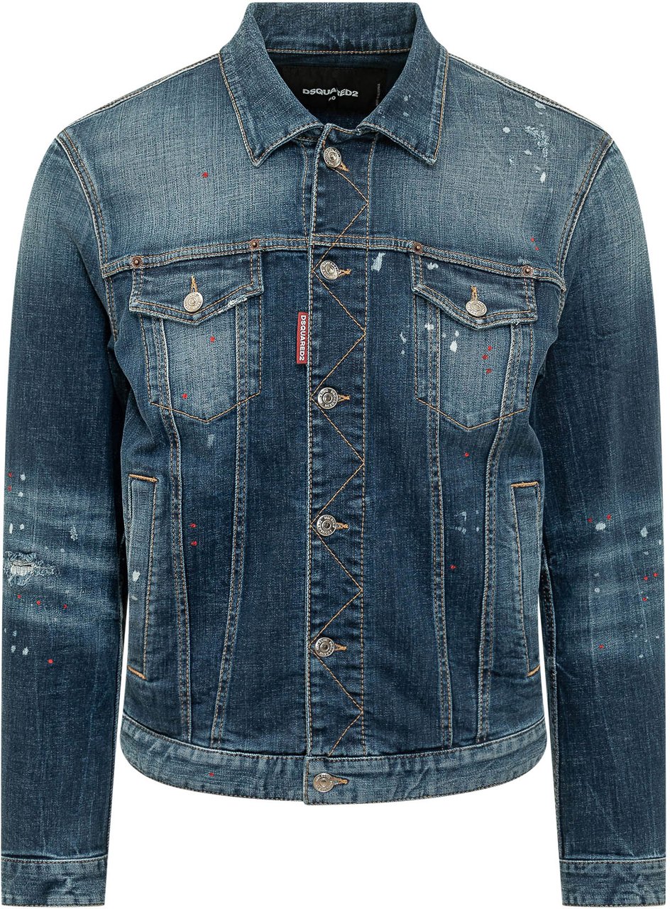 Dsquared2 Giacca Sportiva in Denim con Bottoni Blauw