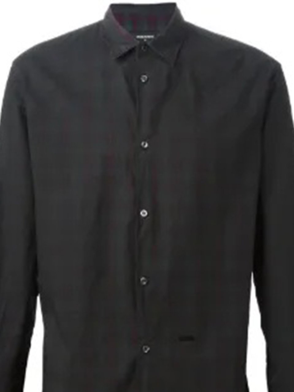 Dsquared2 Long-Sleeve Button-Up Shirt With Pointed Collar And Minimalist Design Zwart