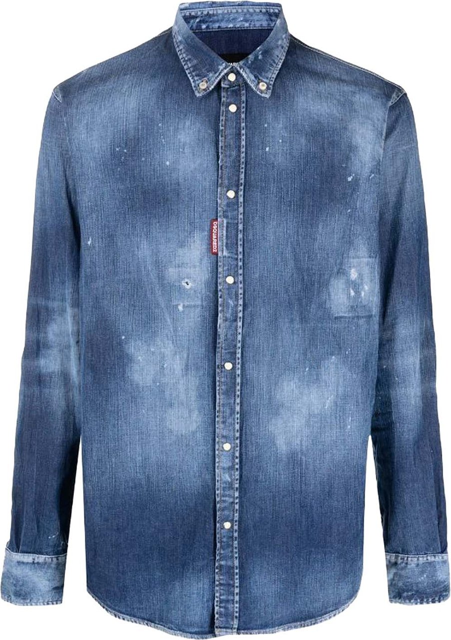 Dsquared2 Distressed Effect Denim Shirt Blauw