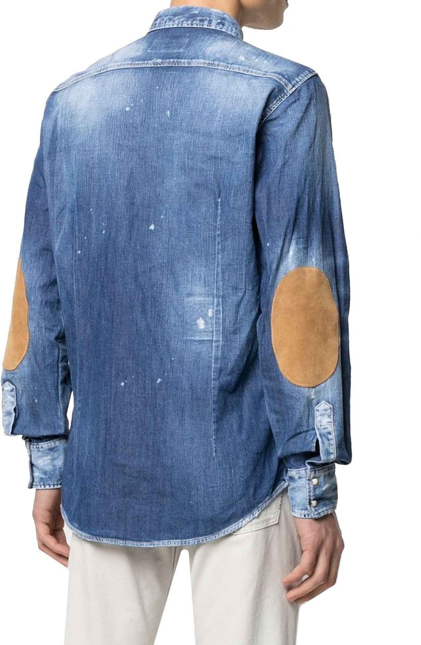 Dsquared2 Dsquared2 Distressed Effect Denim Shirt Blauw