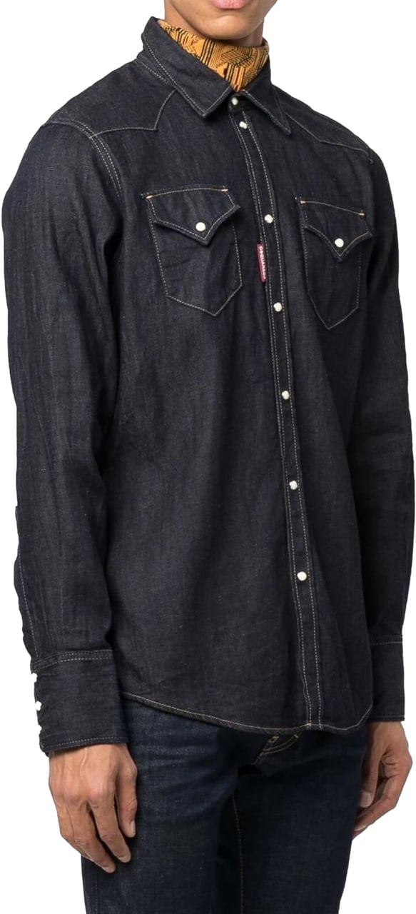 Dsquared2 Hemp Western Denim Shirt Blauw