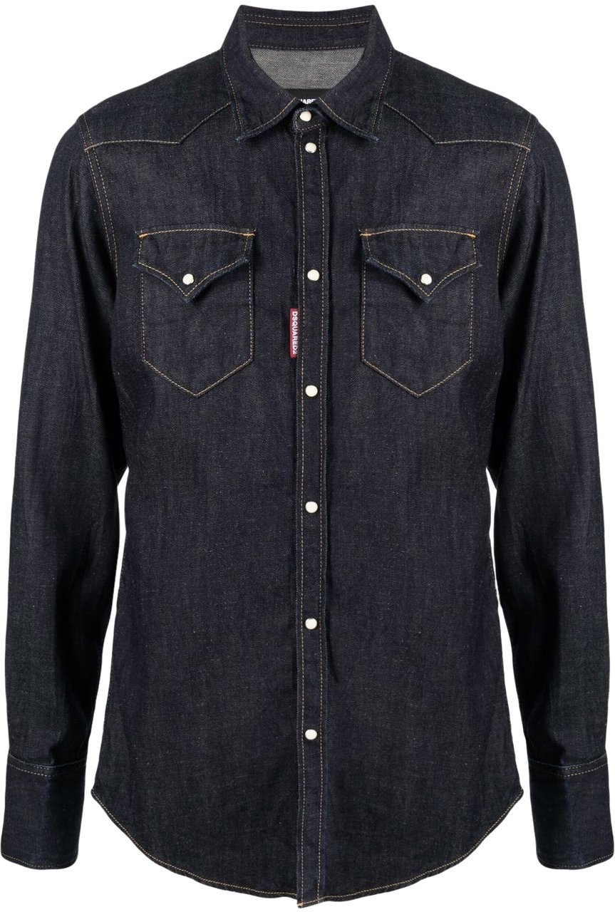 Dsquared2 Hemp Western Denim Shirt Blauw