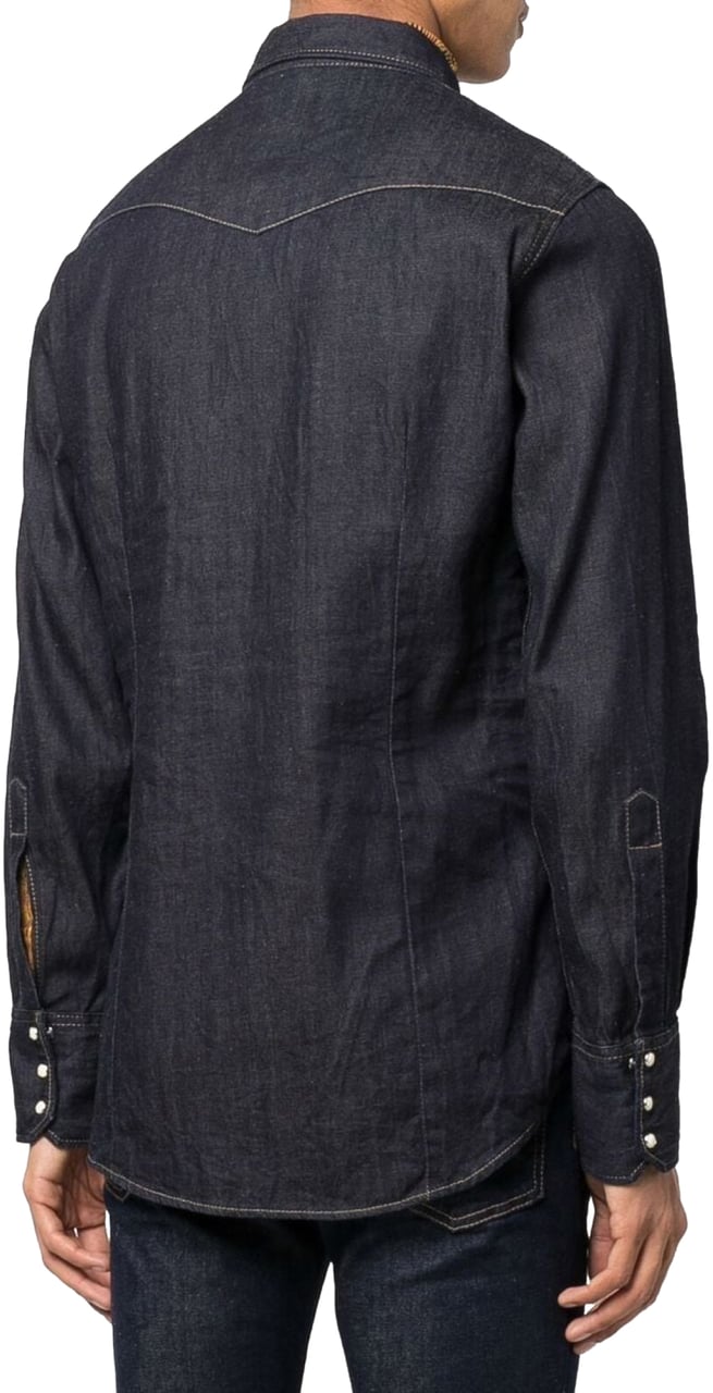 Dsquared2 Hemp Western Denim Shirt Blauw