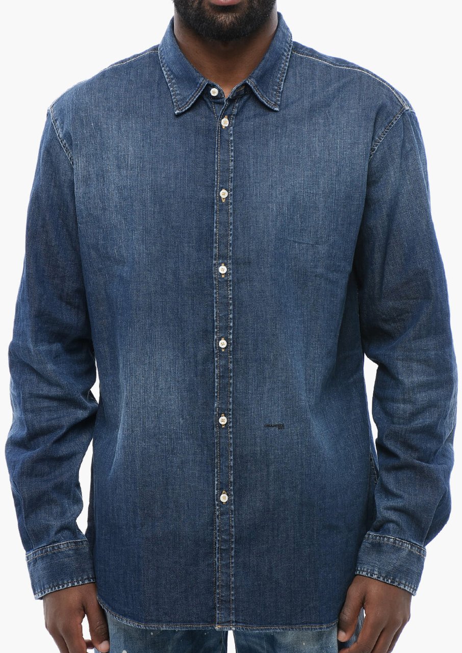 Dsquared2 Dan Relaxed Chambray Denim Shirt Blauw