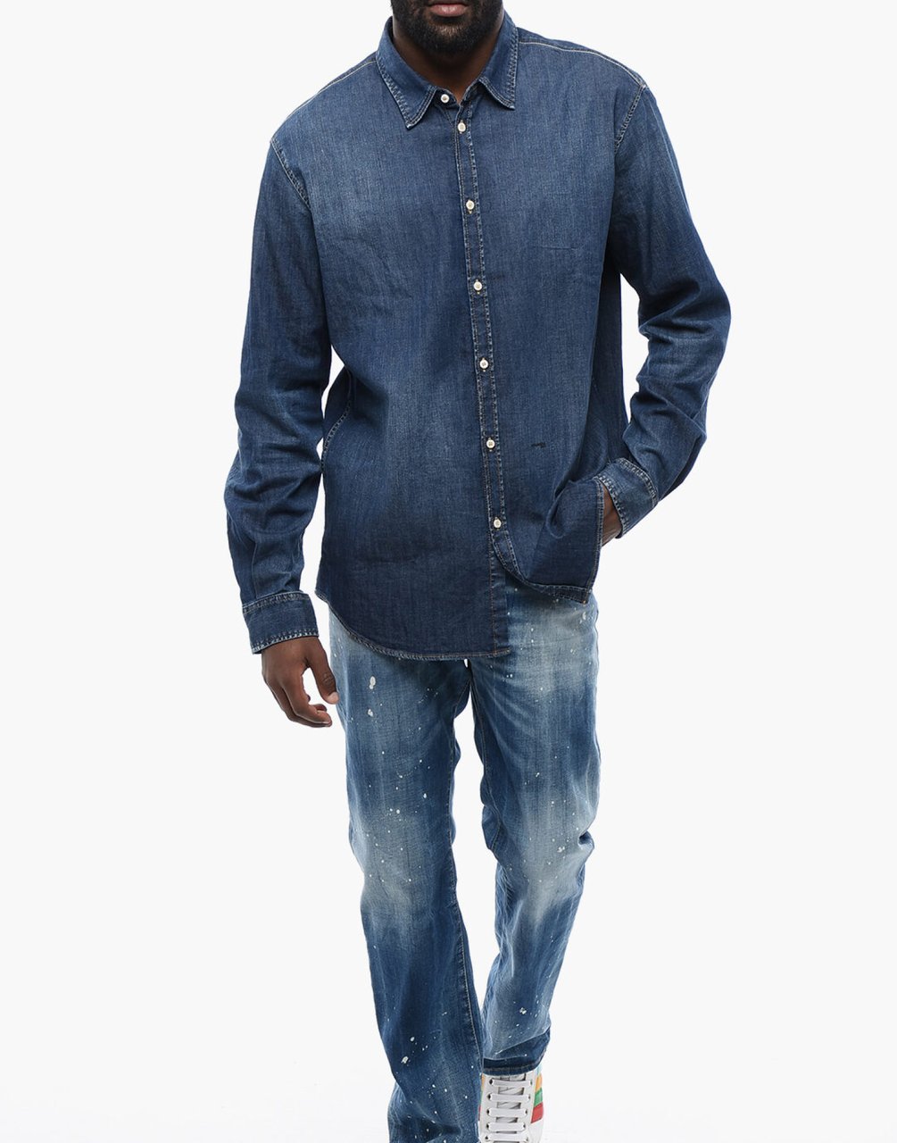 Dsquared2 Dan Relaxed Chambray Denim Shirt Blauw