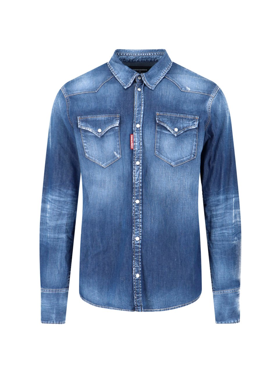 Dsquared2 Blue Western Denim Casual Shirt Blauw