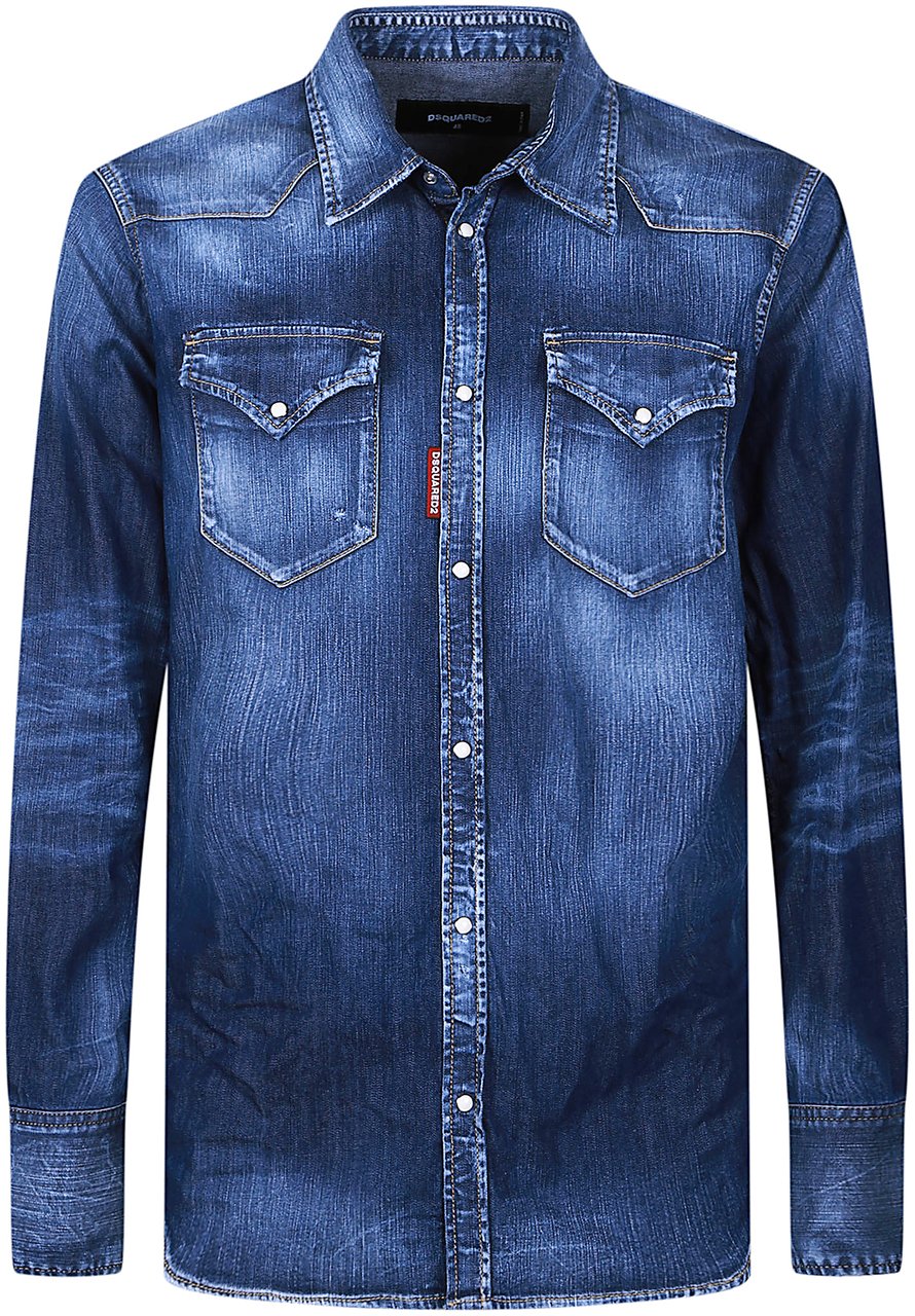 Dsquared2 Classic Western Shirt Blue Blauw
