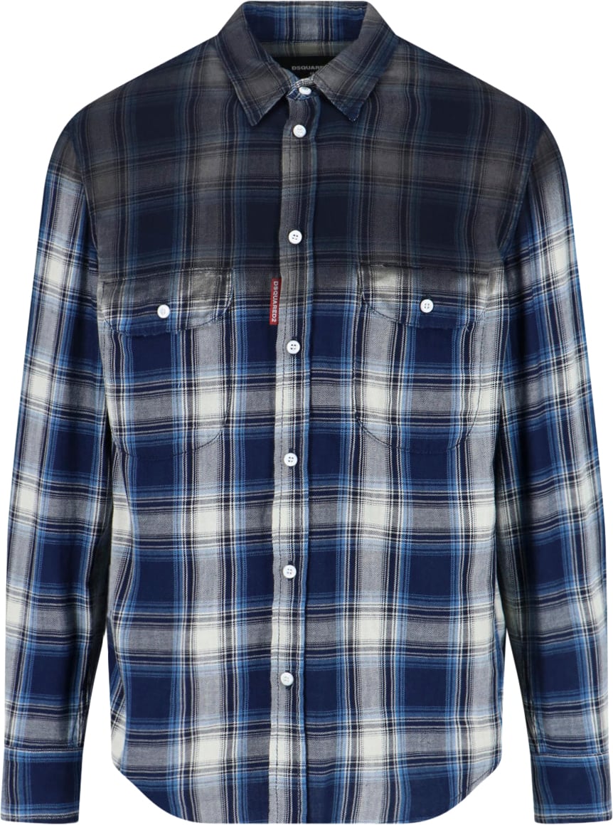 Dsquared2 Blue Checked Shirt Wit