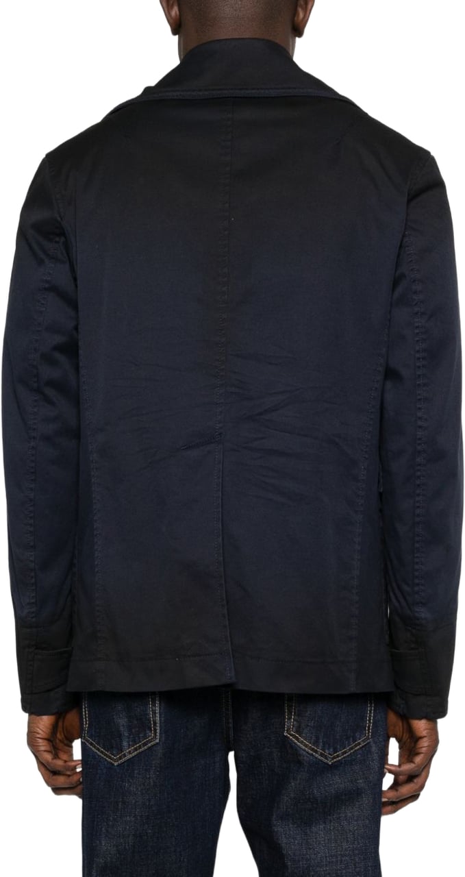 Dsquared2 Double-Breasted Dark Blue Jacket With Notched Lapels Blauw
